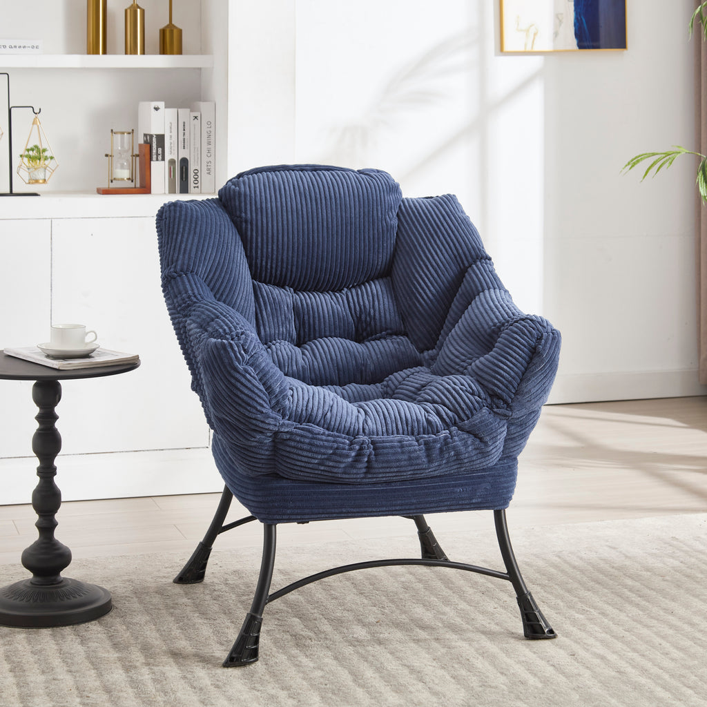 Lazy lounge chair and foldable ottoman set — side view