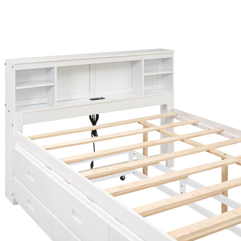 Full size bed with drawers and trundle — profile view