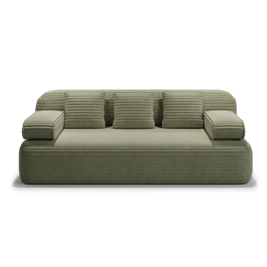 78.7' Frameless Sofa,2-in-1 Convertible Sofa Bed with 3 Pillows – Plush Corduroy Fabric, Multi-Functional 3-Seater Couch for Small Spaces, Apartments and Bedrooms,Beige