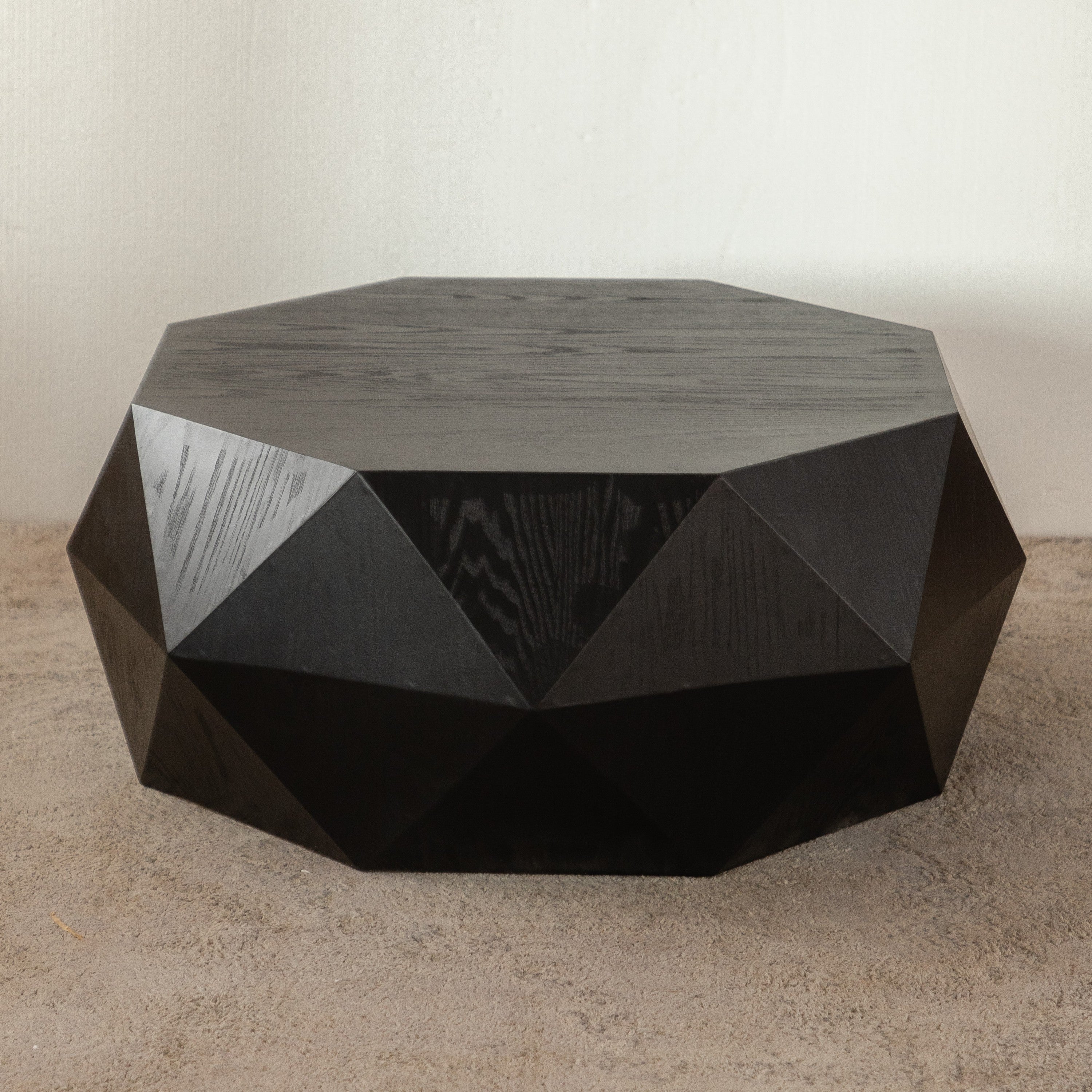 Retro relief coffee table black tabletop smooth finish