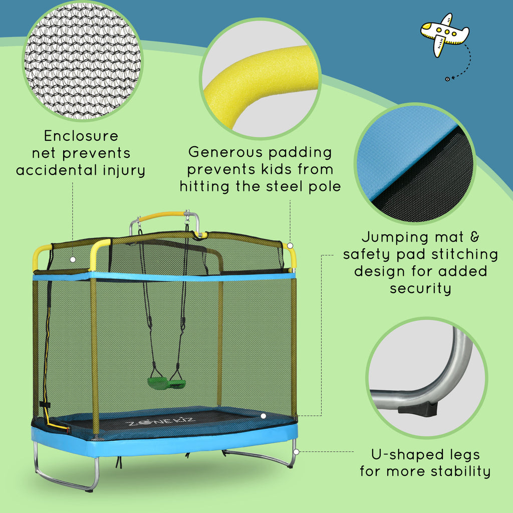 Kids outdoor trampoline safety enclosure detail