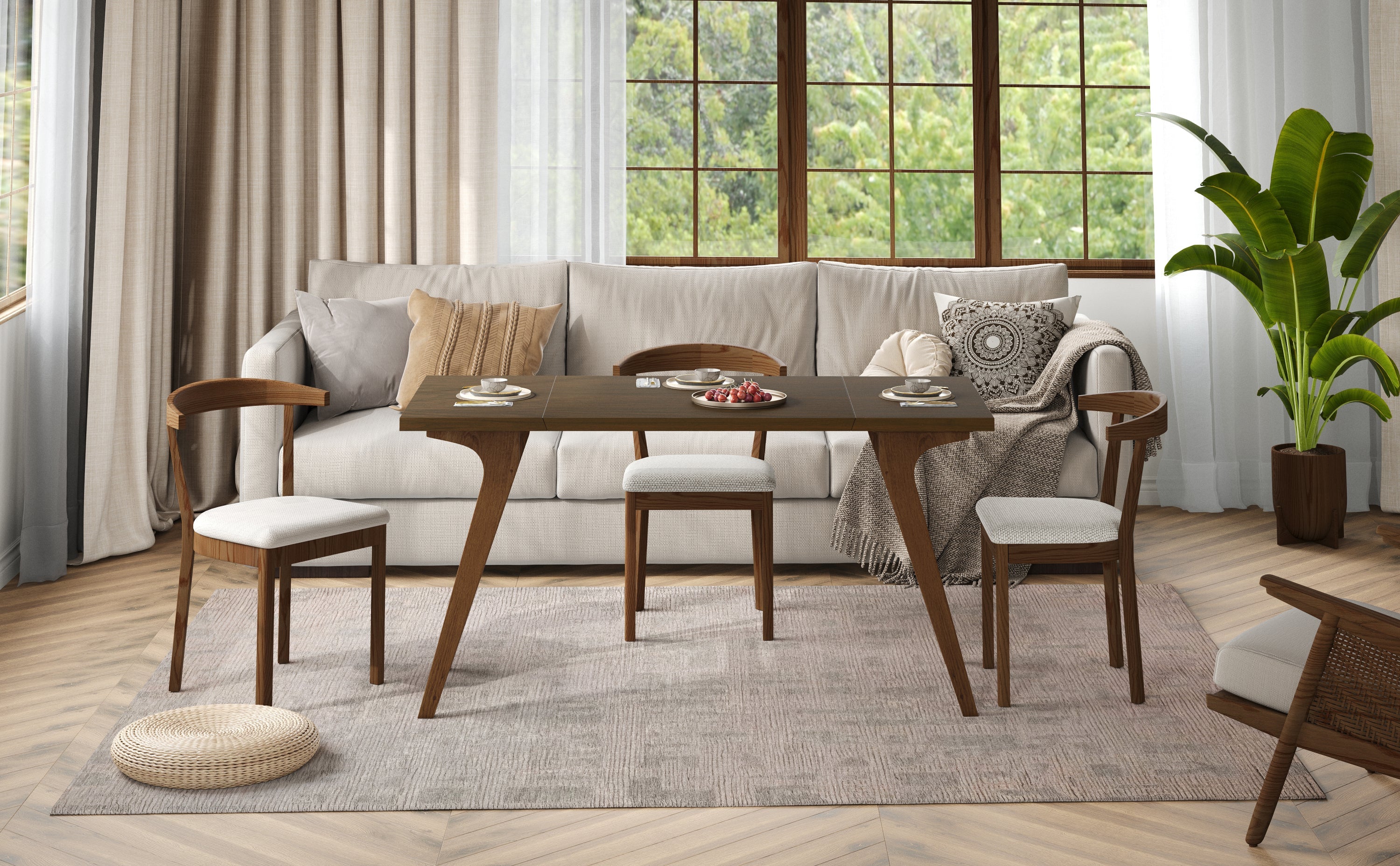 Transformer coffee table, 2 in 1 table, Expandable dining table, Natural wood, Variable height