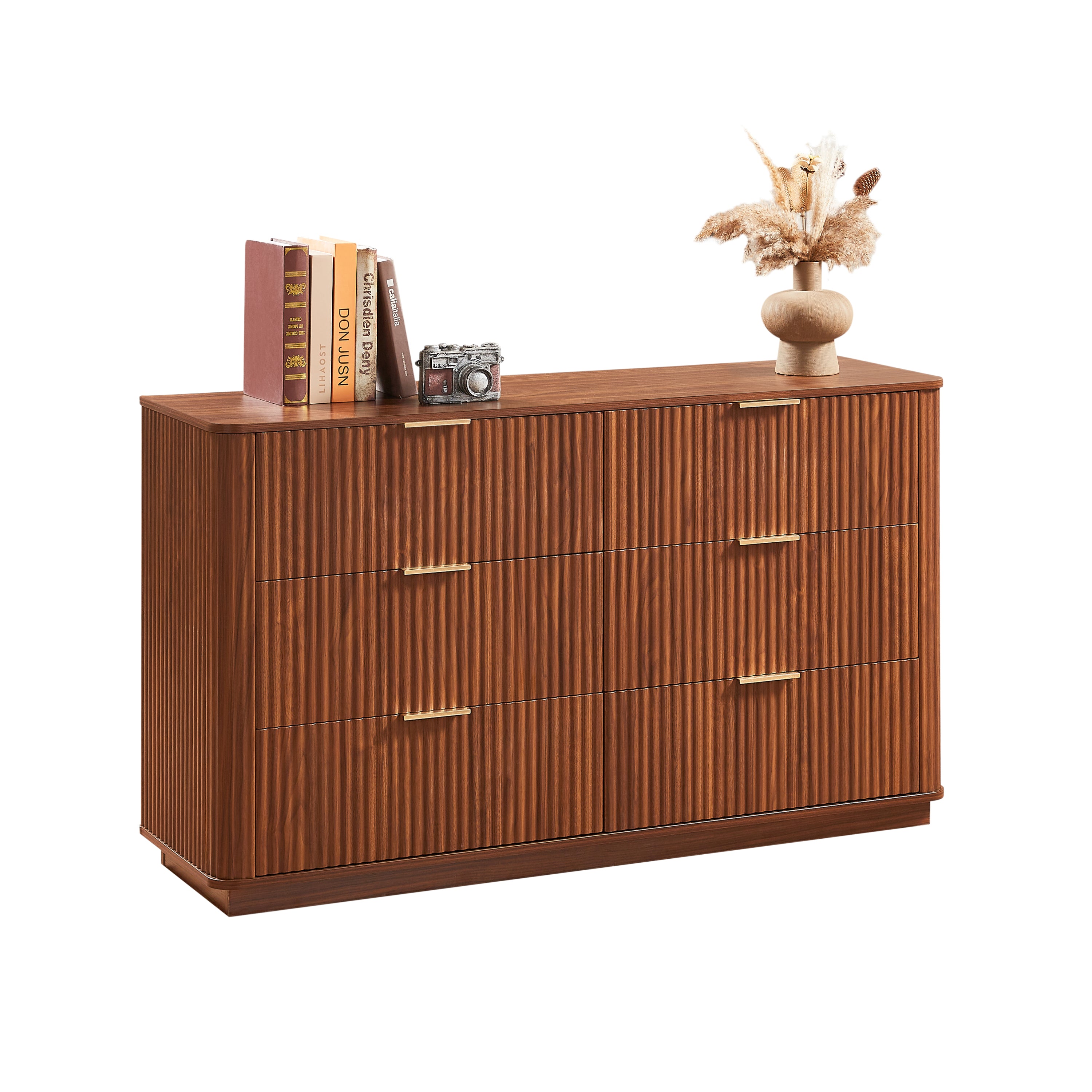 Modern dresser curved wave front panels close-up