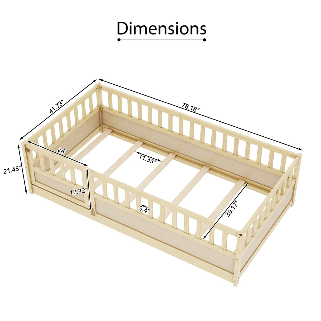 Natural wood floor bed dimensions reference