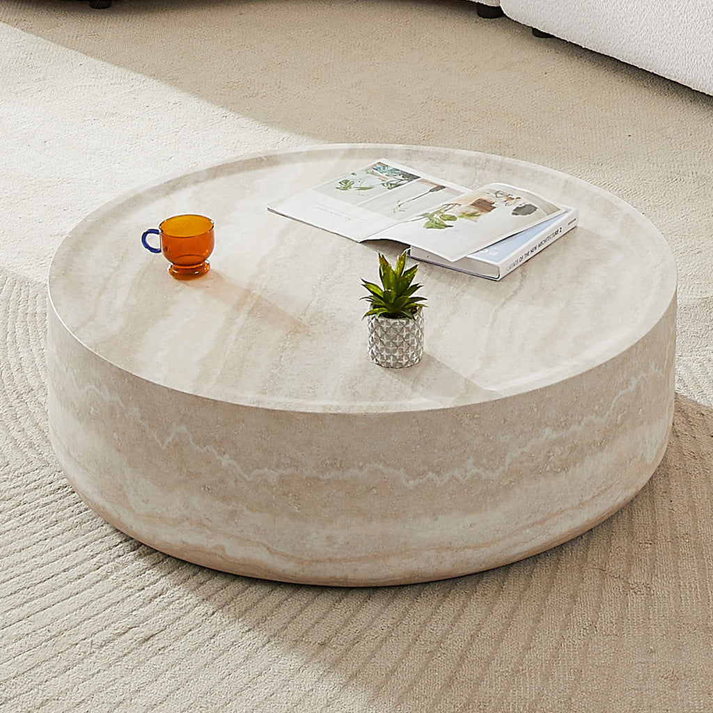 Circular coffee table fiberglass construction underside