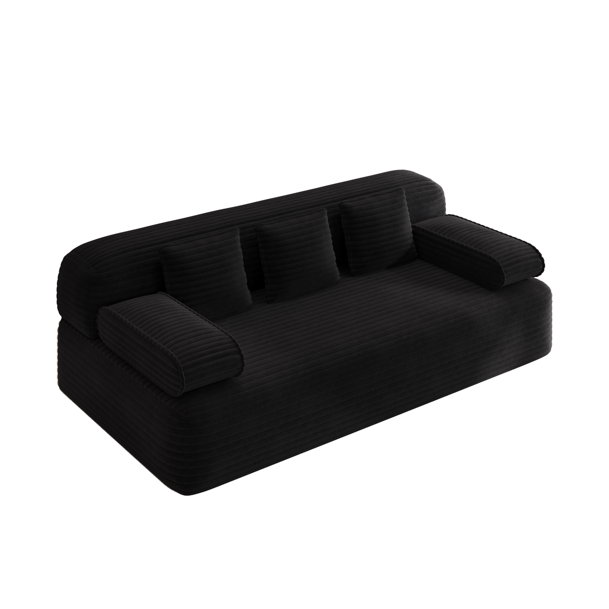 78.7' Frameless Sofa,2-in-1 Convertible Sofa Bed with 3 Pillows – Plush Corduroy Fabric, Multi-Functional 3-Seater Couch for Small Spaces, Apartments and Bedrooms,Beige