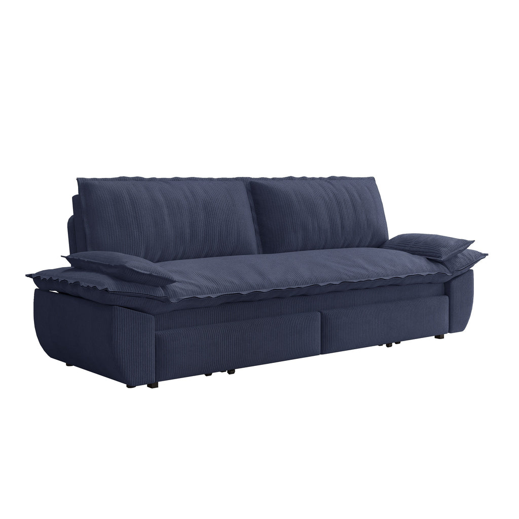73.2' Queen Pull Out Sofa Bed,3-in-1 Convertible Sleeper Sofa,Multi-Functional Corduroy Loveseat Bed, Grey