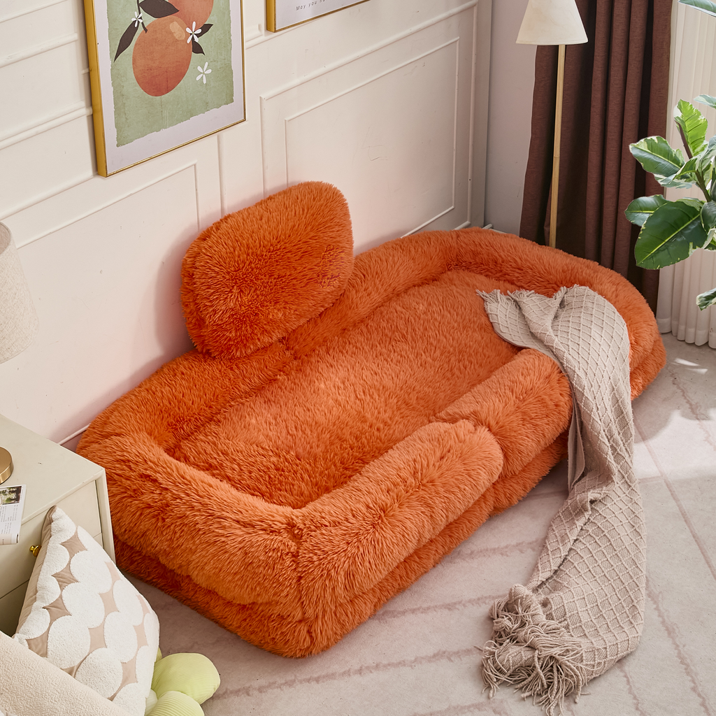 Human dog bed orange lazy sofa full product overview