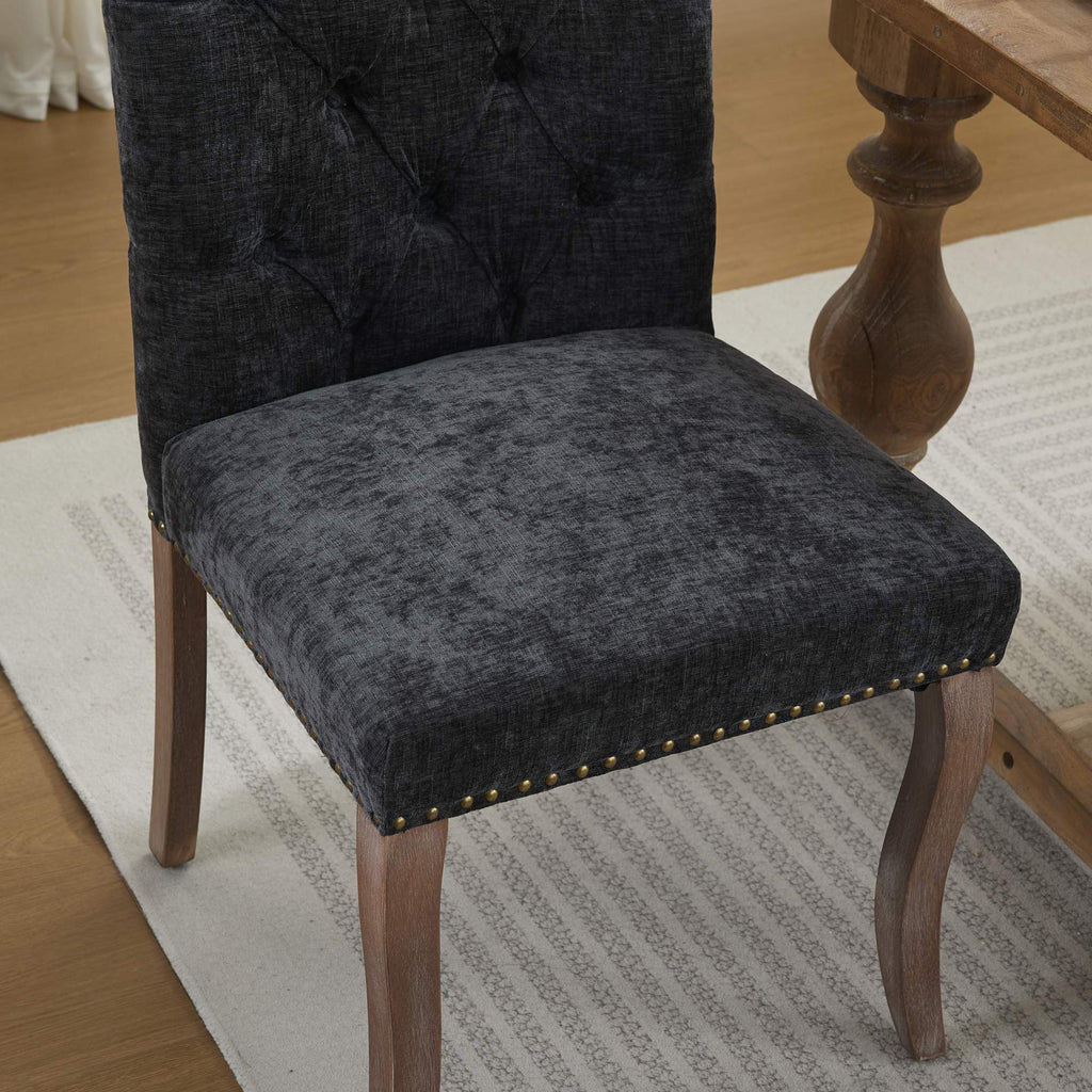 Upholstered Chenille Fabric Accent Dining Chair, Curved Solid Wood Legs, Elegant Tufted Club Dining Room Kitchen Room Arm Dining Chair, Single Pack,Olive Green,SW1895OL