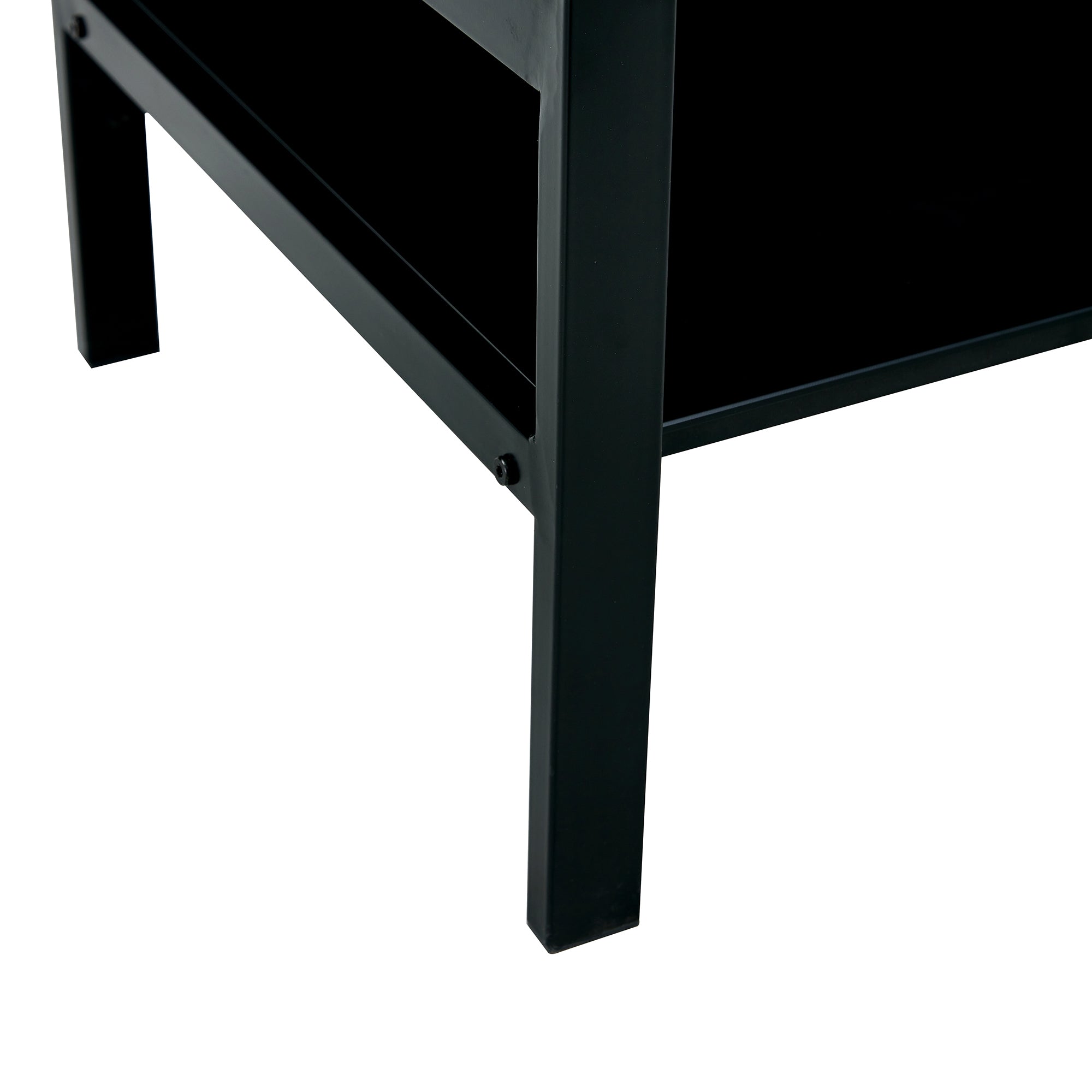 Lift-top coffee table open shelf interior storage view