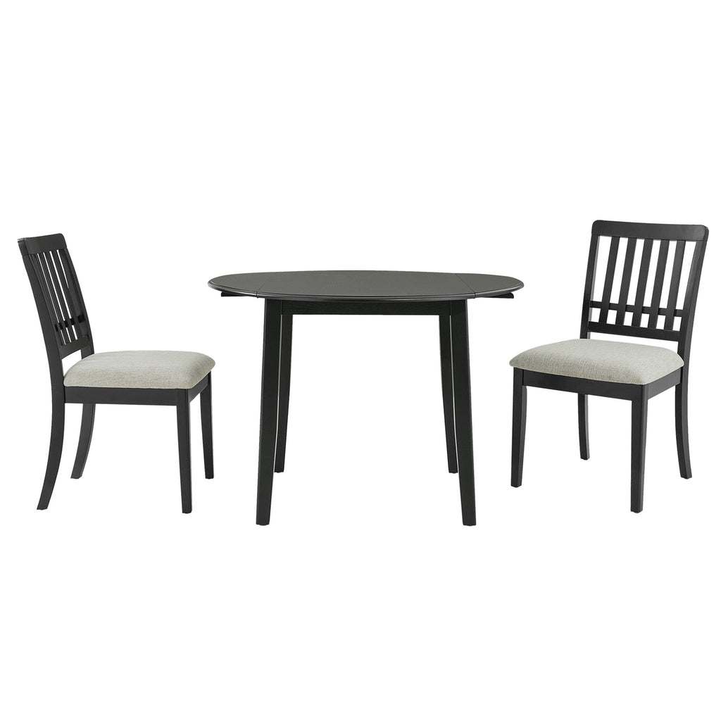 3-Piece Round Dining Table Set for 2 People, 1 Folding Wood Dining Table + 2 Upholstered Chairs, Space-Saving Design for Small Apartments and Dining Areas -LIGHT BROWN