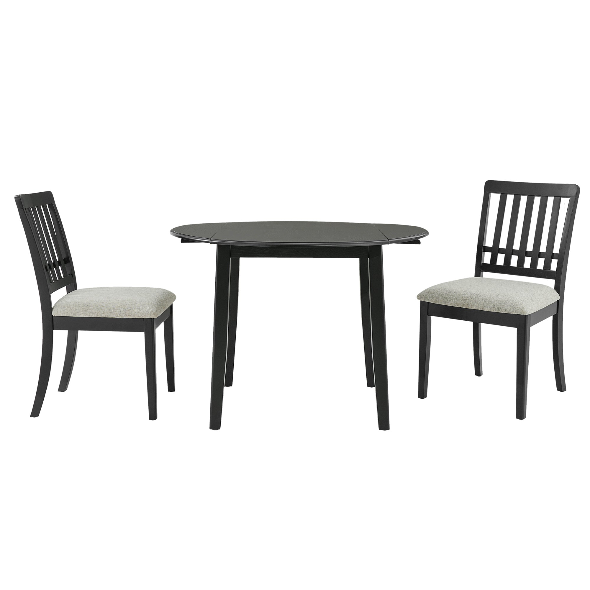 3-Piece Round Dining Table Set for 2 People, 1 Folding Wood Dining Table + 2 Upholstered Chairs, Space-Saving Design for Small Apartments and Dining Areas -LIGHT BROWN