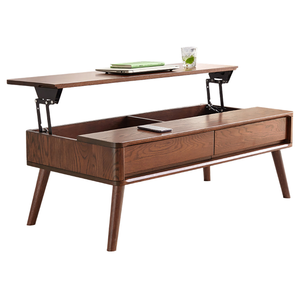 Walnut solid oak lift-top coffee table 39 inch — front view