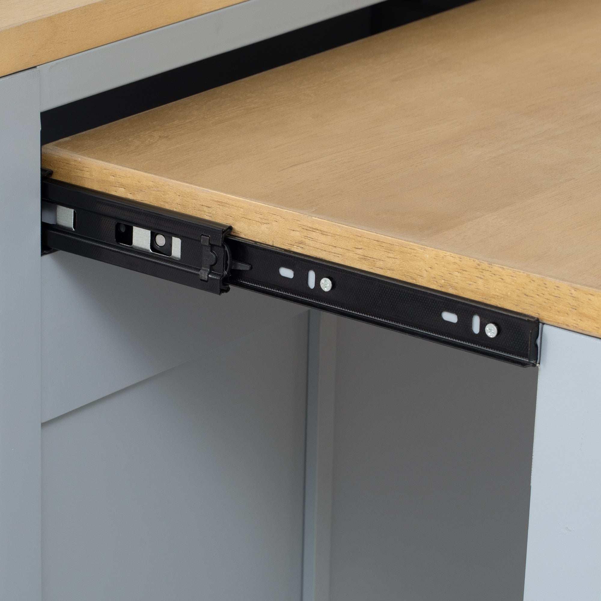 K&K 47 inch Kitchen Island with Extendable Dining Table, Rubber Wood Veneer Kitchen Table with Internal Storage Rack, Power Outlet, Kitchen island with Storage 2 Drawers 2 Cabinet, Black