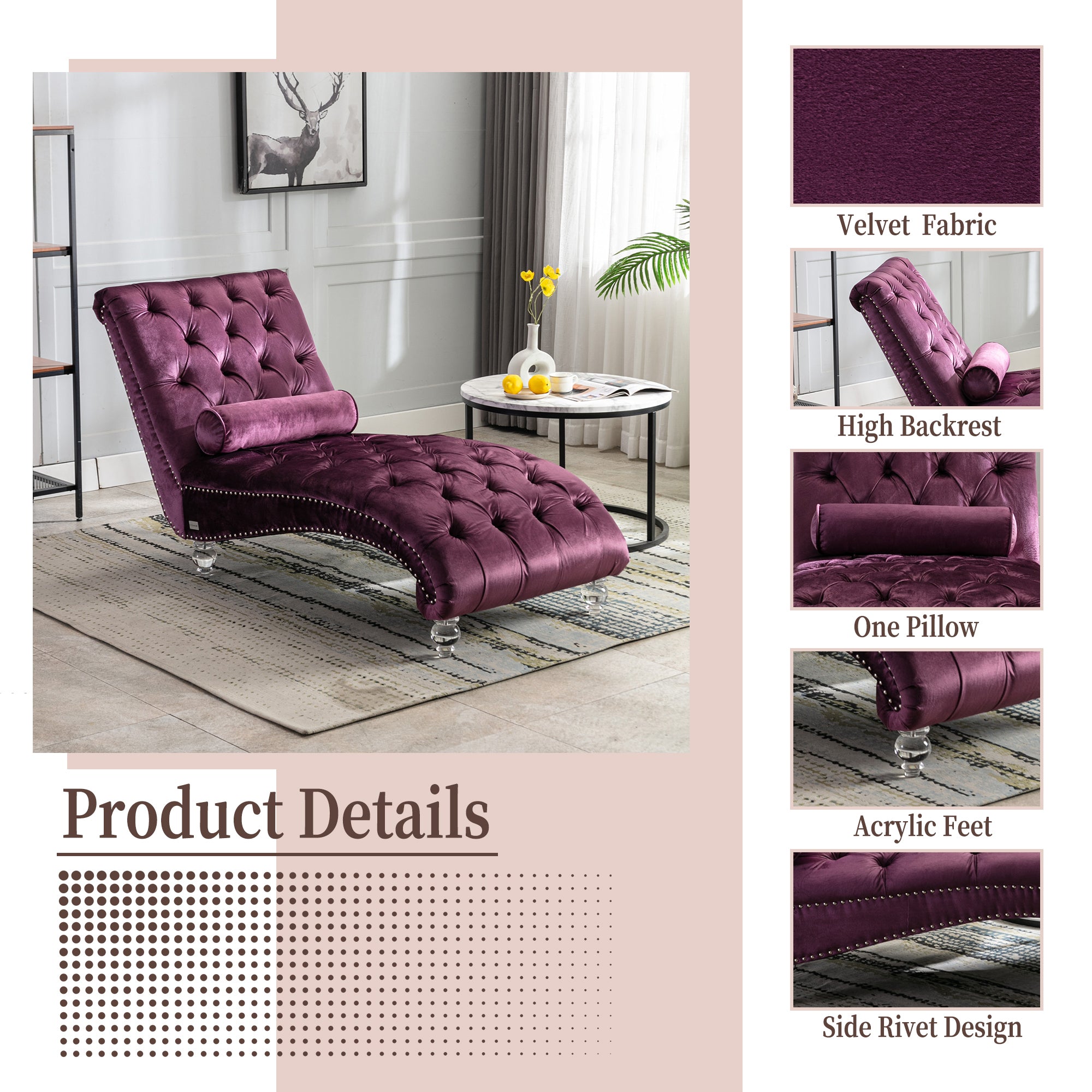 Chaise lounge with included pillow