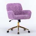 Violet velvet office chair with gold metal base — front view