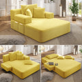 Oversized Plush Corduroy Chaise Lounge Sofa Bed,Convertible Sleeper Couch Bed w/ Storage Pockets,3 Soft Pillows ,Multi-Functional Frameless Sofa Couch for Apartment,Home Theater,Guest Room,Dorm,Yellow