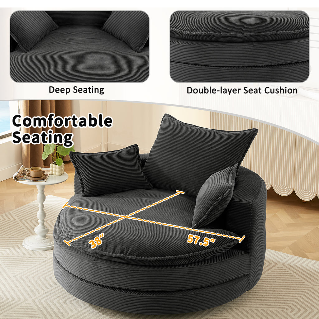 Deep seat swivel lounge chair in living room setting