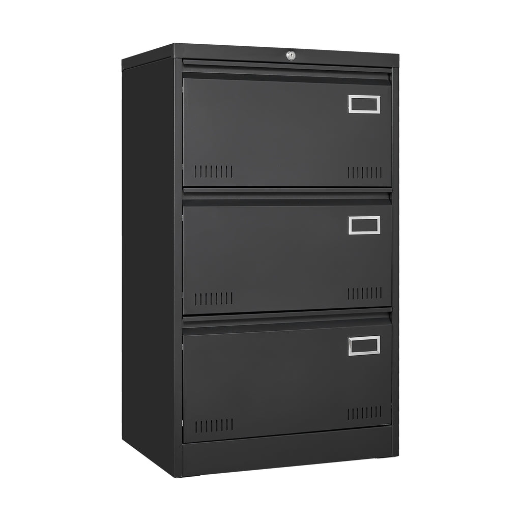 Office filing cabinet metal construction side view