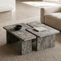 Gray modular concrete nesting coffee table set of two — front view