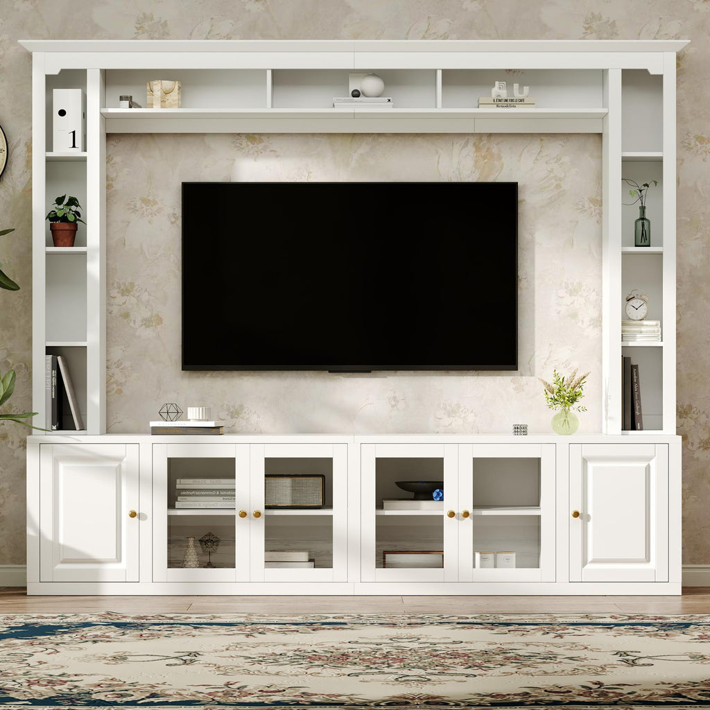 92" Entertainment Center Wall Unit with Glass Doors — for TVs Up to 80"