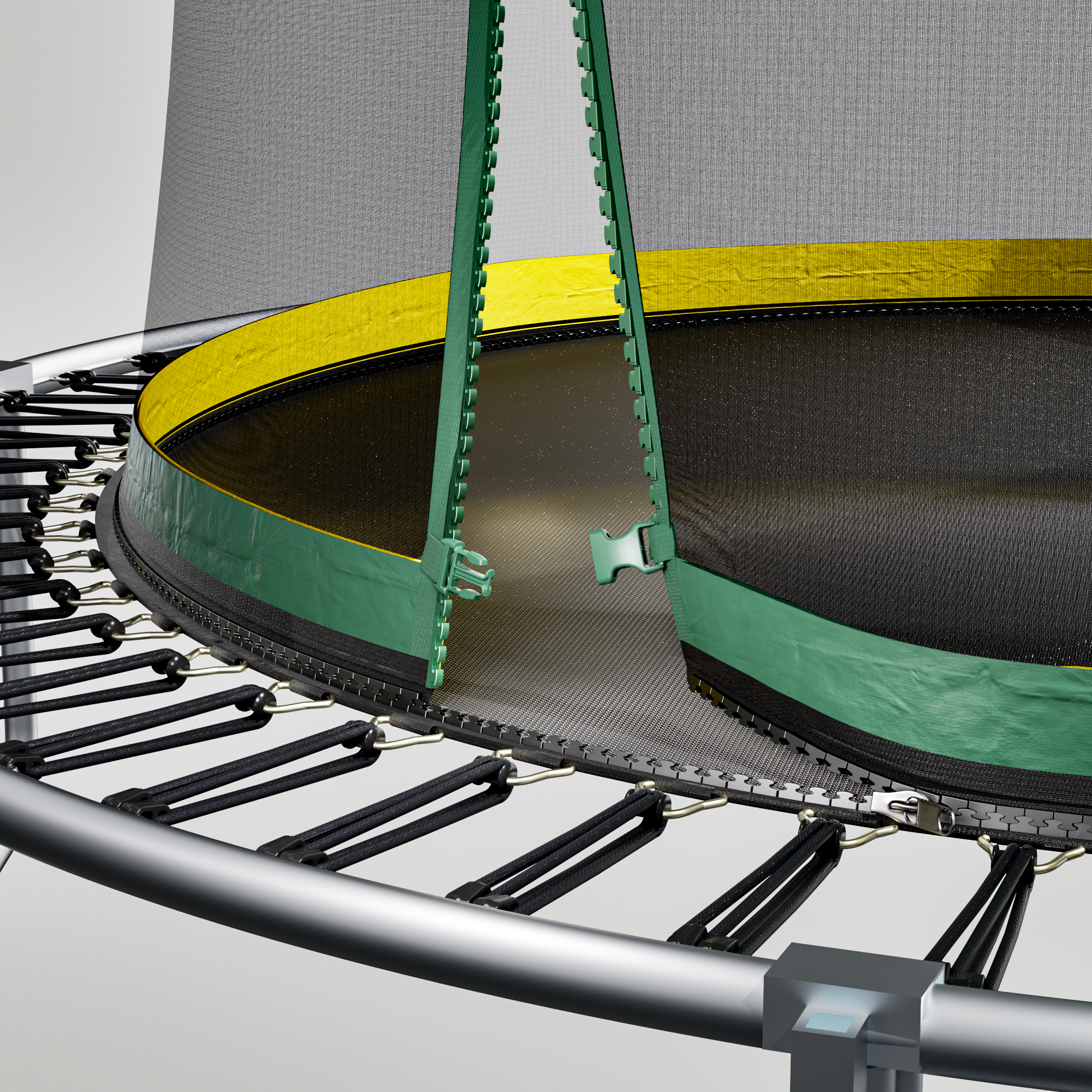 Green outdoor springfree trampoline backyard view