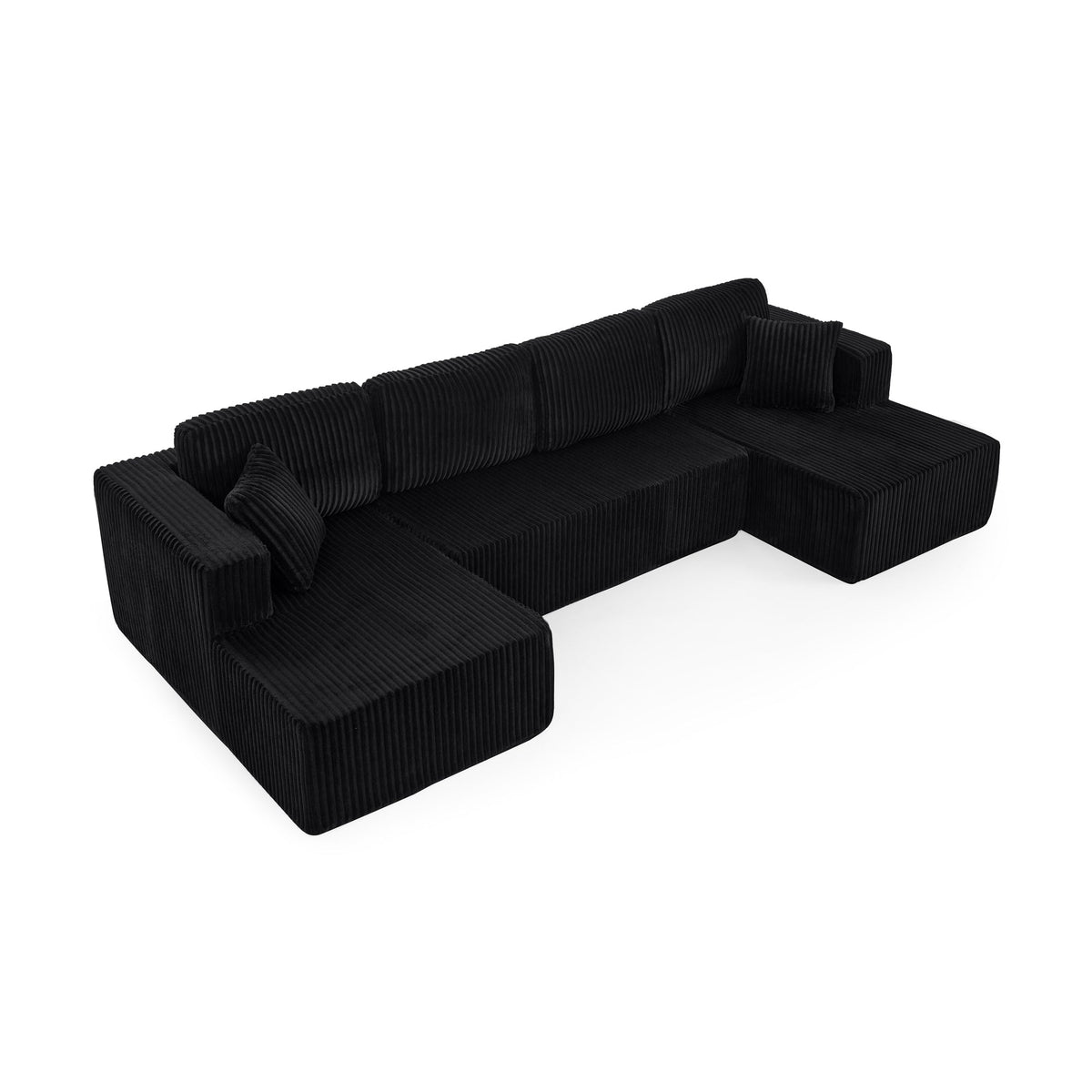 U shape Modular Sectional Sofa, Compressed Sectional Sofa Modern Minimalist Style Corduroy Couch, Sleeper Sofa for Living Room, Bedroom, Comfy Compressed Sofa Couch Space-Efficient Design-green