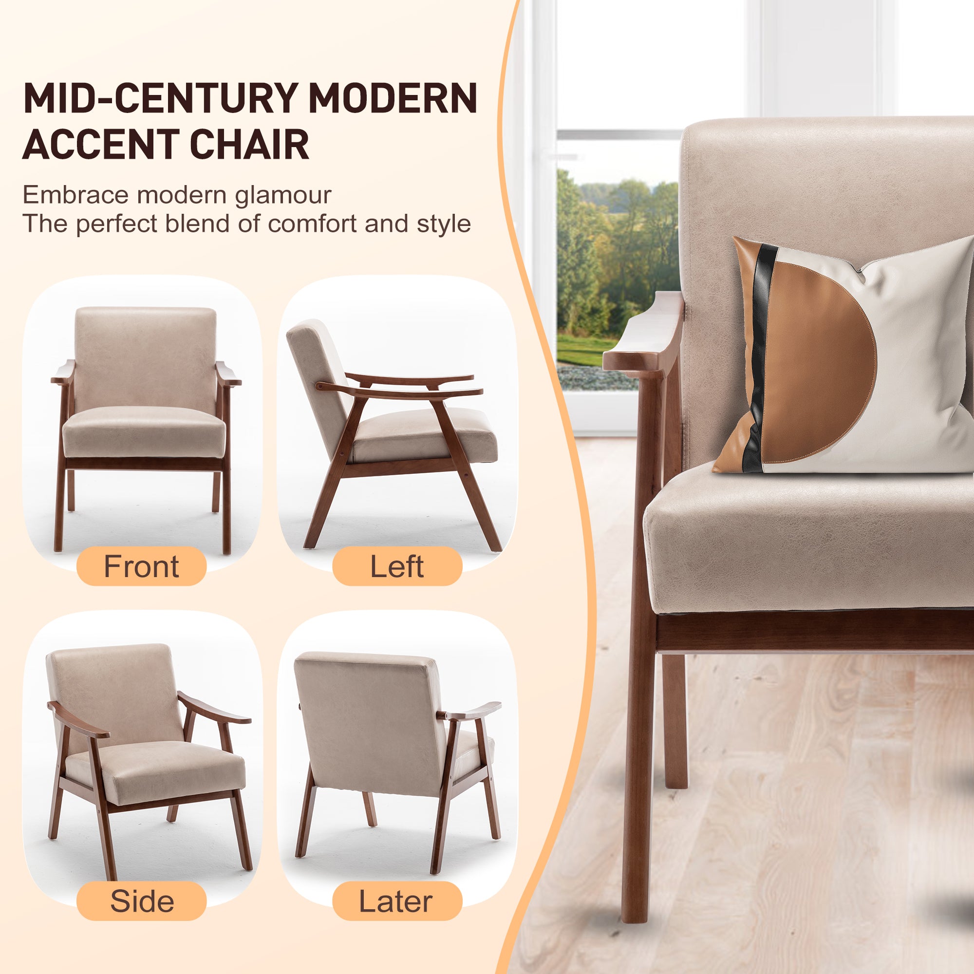 Mid-century wingback chair side profile