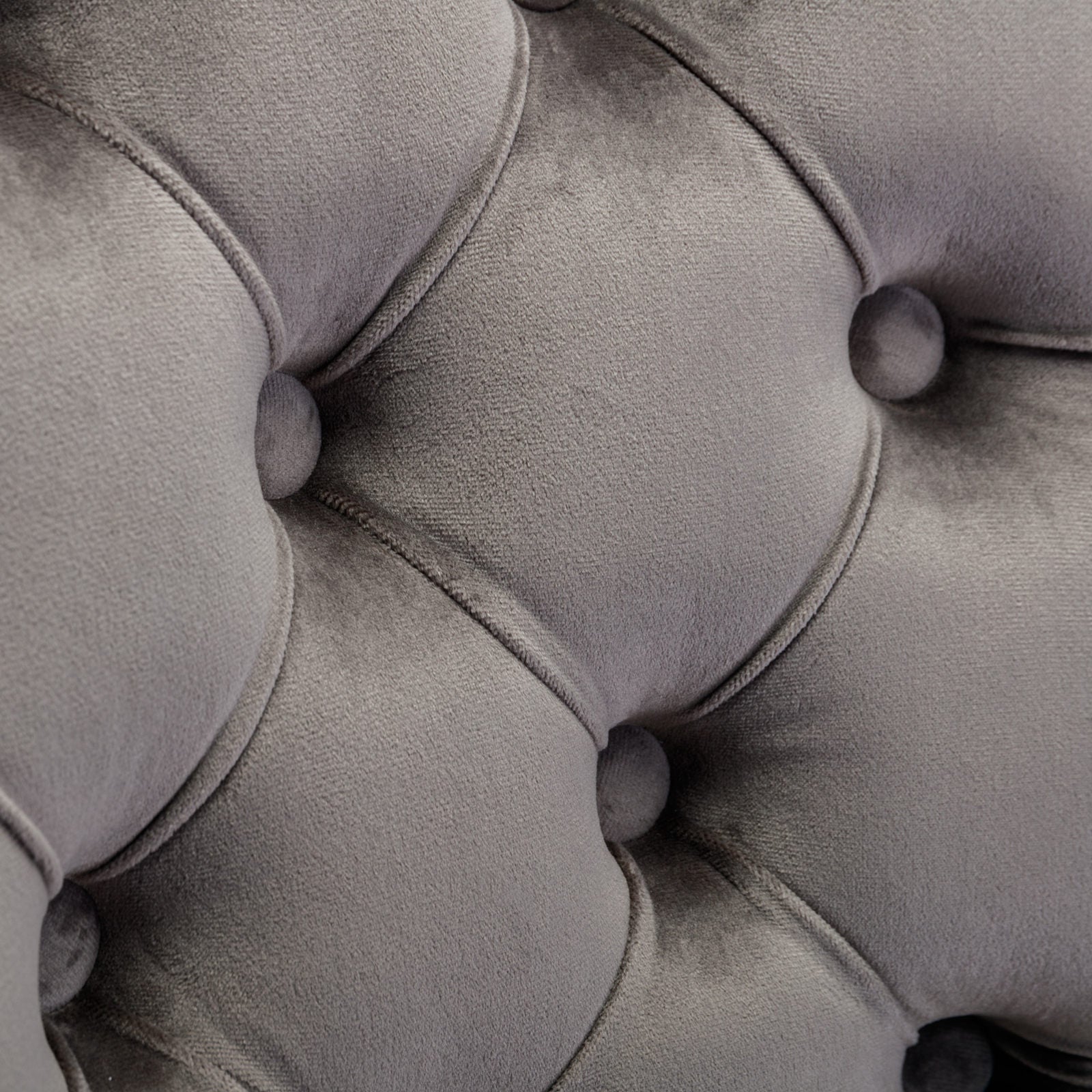 Gray velvet tufted office chair back view