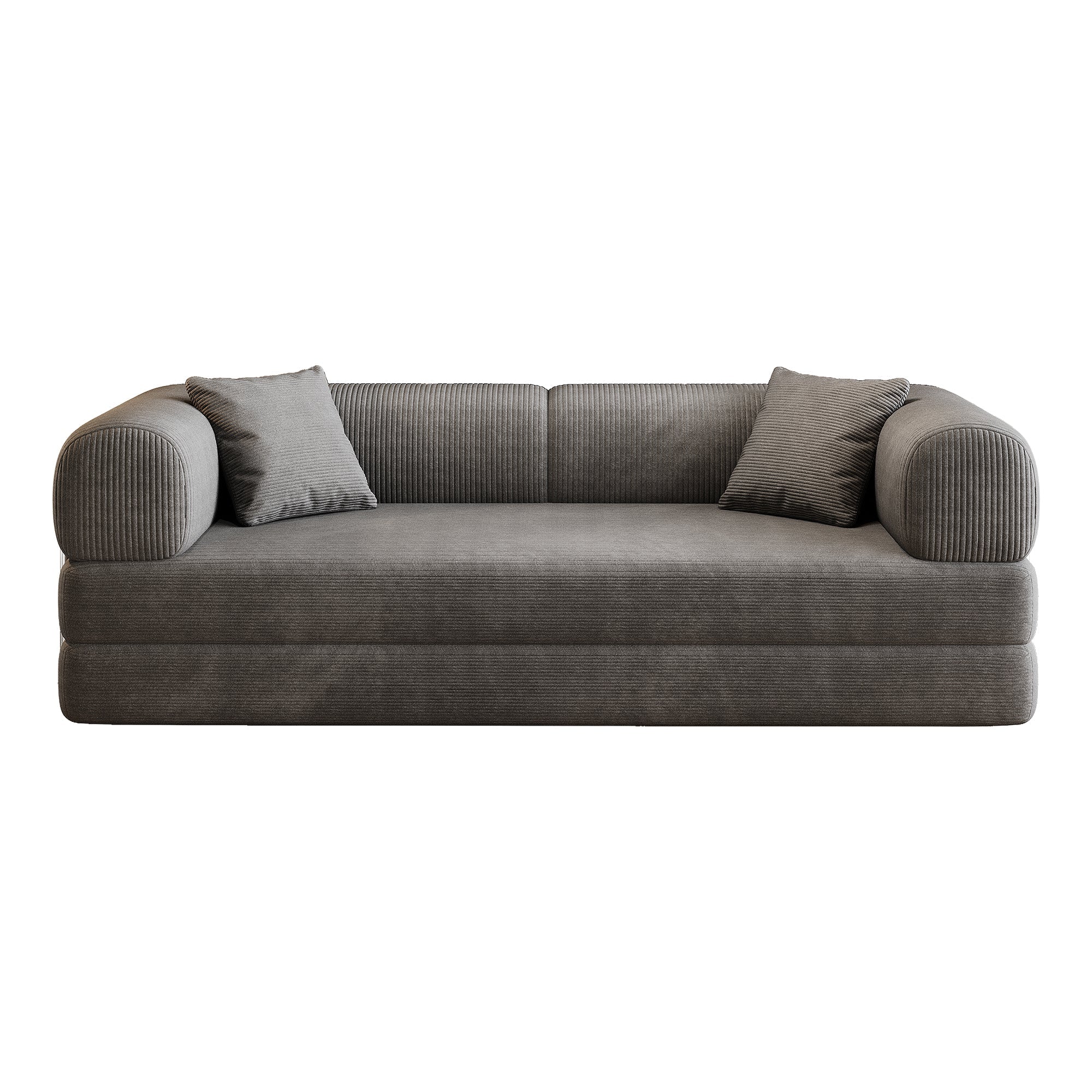 Corduroy Compression Convertible Floor Sofa Bed — Modular Loveseat, 78.8" Wide