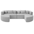 Boneless Couch Modular Sectional Sofa with Deep Seating and Curved Design, Grey, Boucle, 114.9'