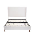 Harper Tall Headboard Upholstered Bed in Textured Ivory Canvas, 54' High, Elegant Simplicity Design, No Box Spring Needed, Easy Assembly, California King Size