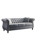 Grey velvet Chesterfield 3-seater sofa — front view