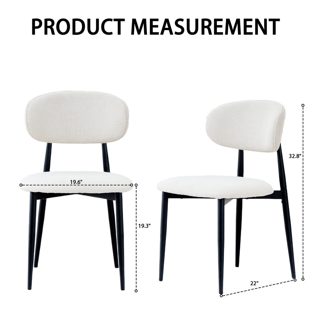 Fabric Dining Chairs, Upholstered Side Chairs with Black Metal Legs, 32.8' H x 19.6' W x 22' D, 19.3' Seat-High, Modern Kitchen Chairs for Dining Room, Living Room-Seat of 2,Black Frame and Grey Seat