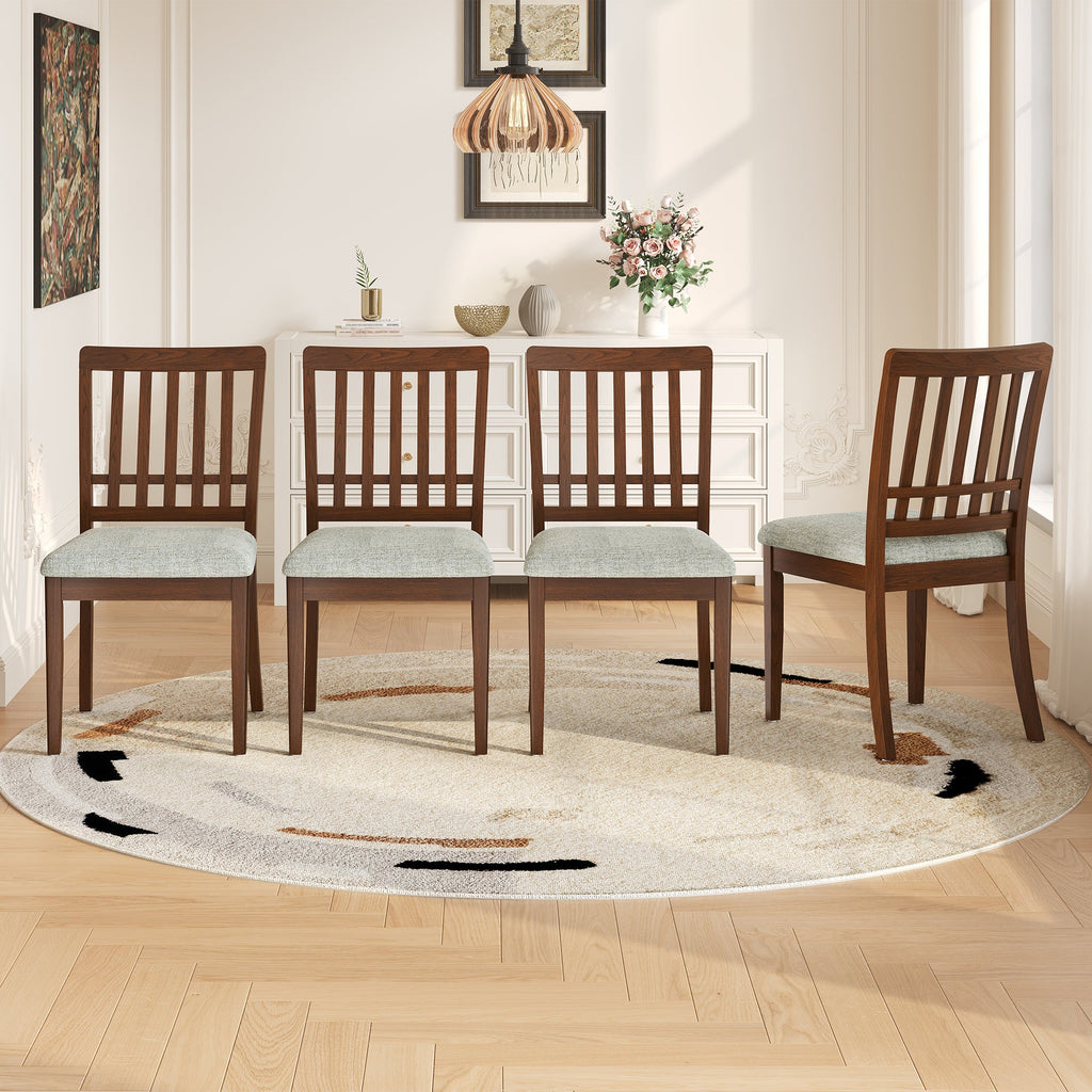 2-Piece Modern Scandinavian Dining Chairs, Curved Wood Backrest with Gray Fabric Seat, Finish for Dining Room and Apartment, Easy to Assembly -BLACK