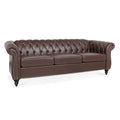 Dark brown Chesterfield 3-seater sofa — front view