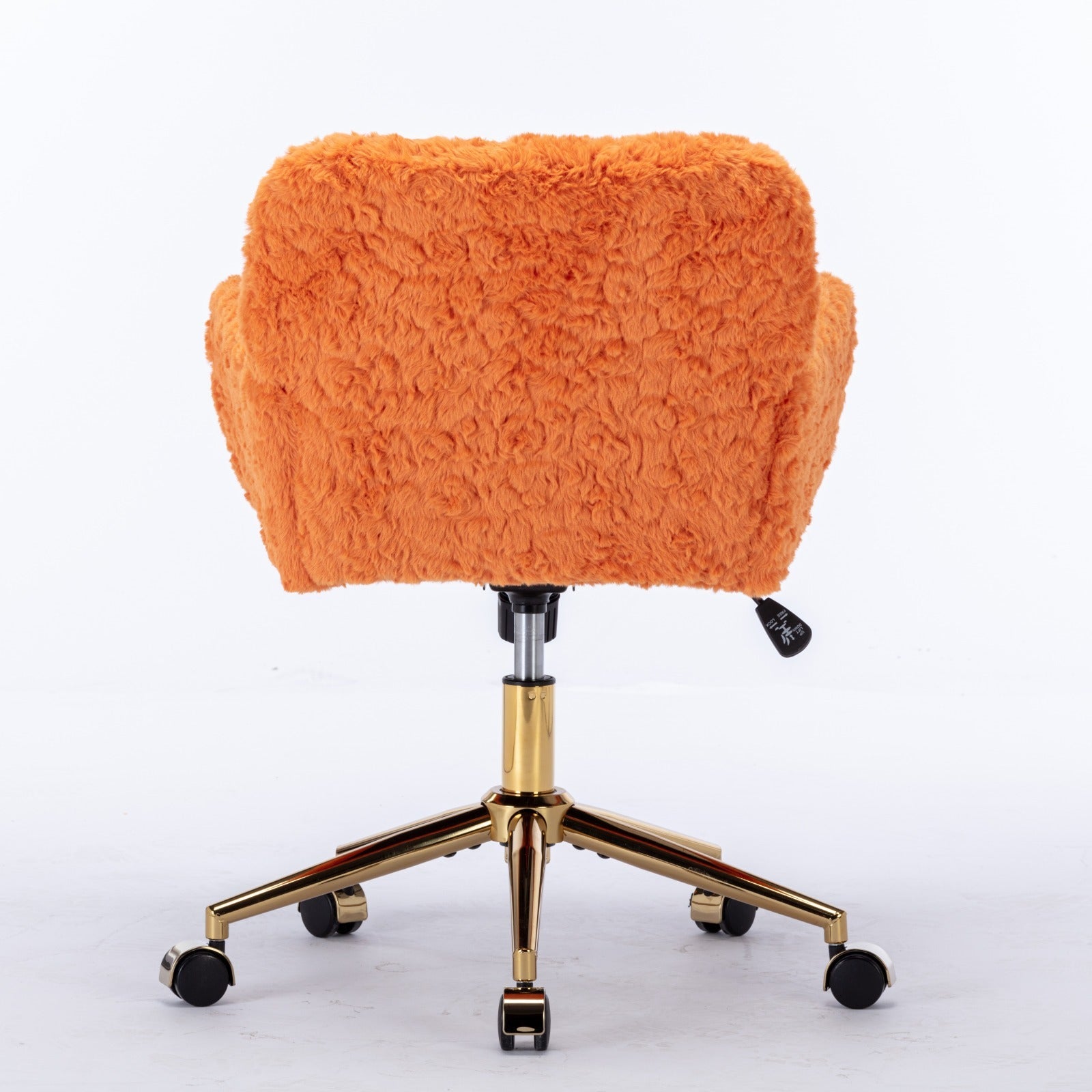 Faux Fur Office Chair — 40° Reclining with Gold Metal Base & Wheels
