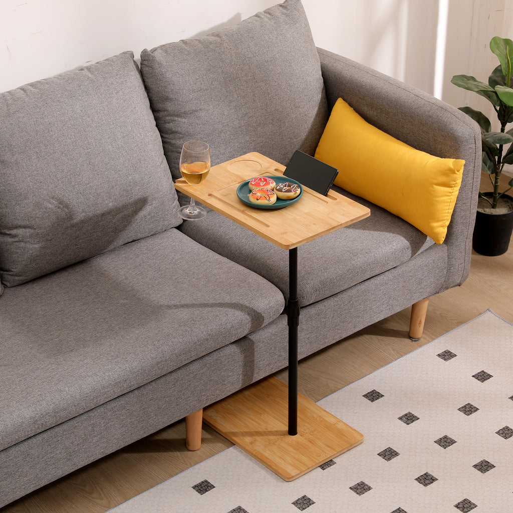 Adjustable height mechanism on C-shaped side table