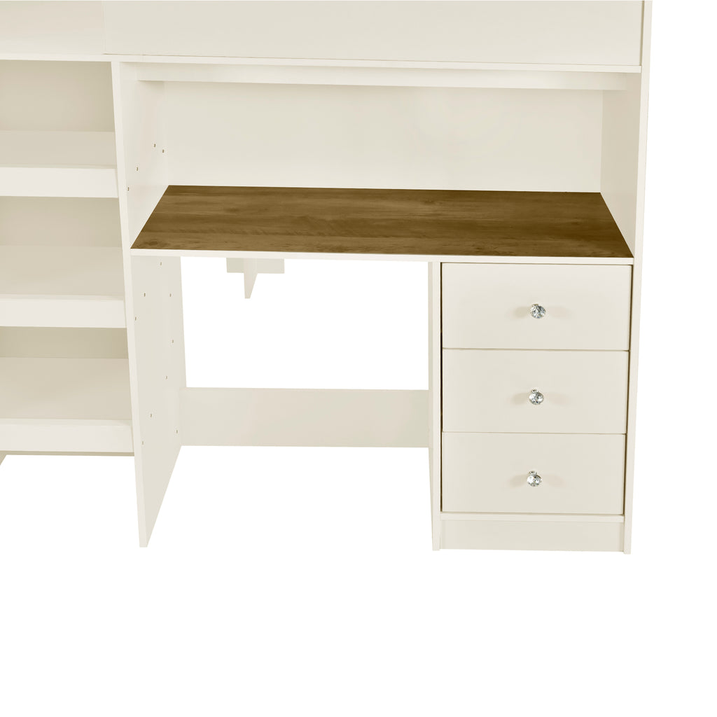 Loft bed wardrobe and drawer storage close-up