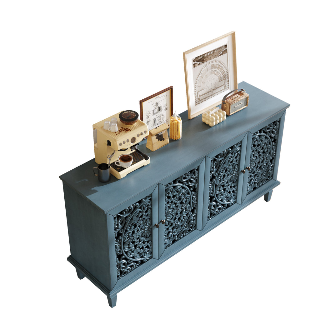 Farmhouse buffet cabinet symmetrical floral door panels