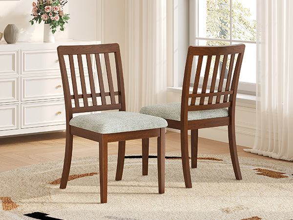 2-Piece Modern Scandinavian Dining Chairs, Curved Wood Backrest with Gray Fabric Seat, Finish for Dining Room and Apartment, Easy to Assembly -BLACK