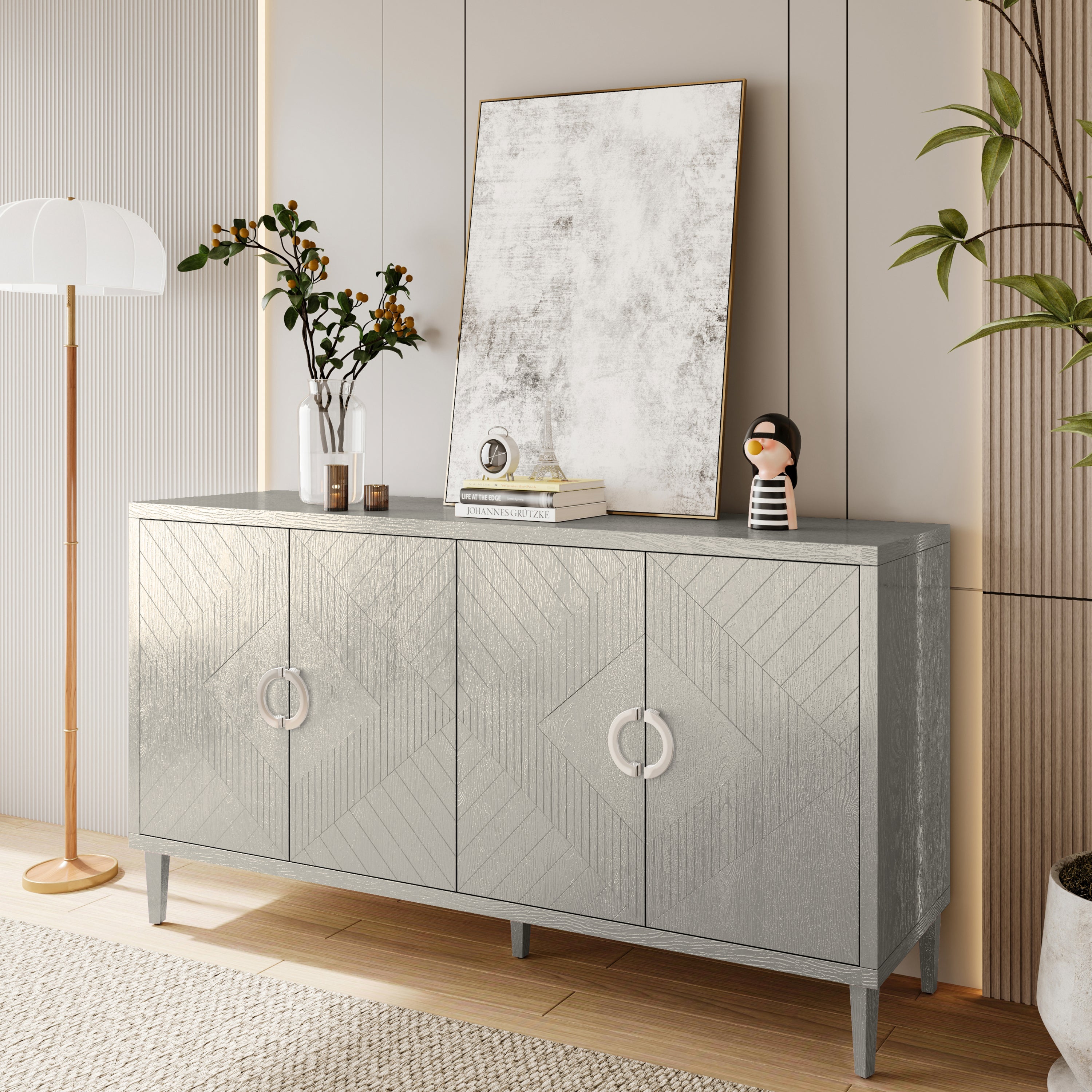 60 inch contemporary sideboard with four doors — full overview