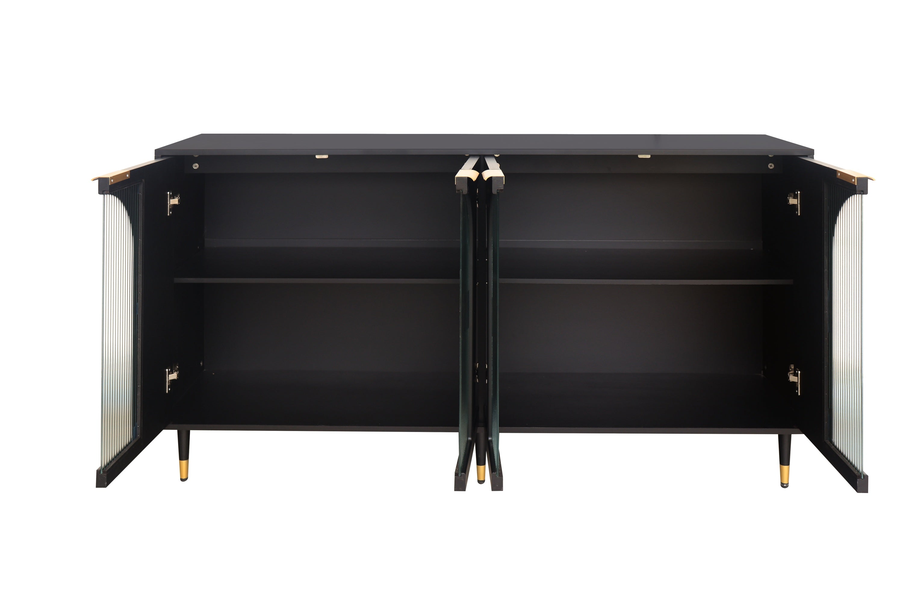 Black 4-door cabinet side profile with fluted glass doors
