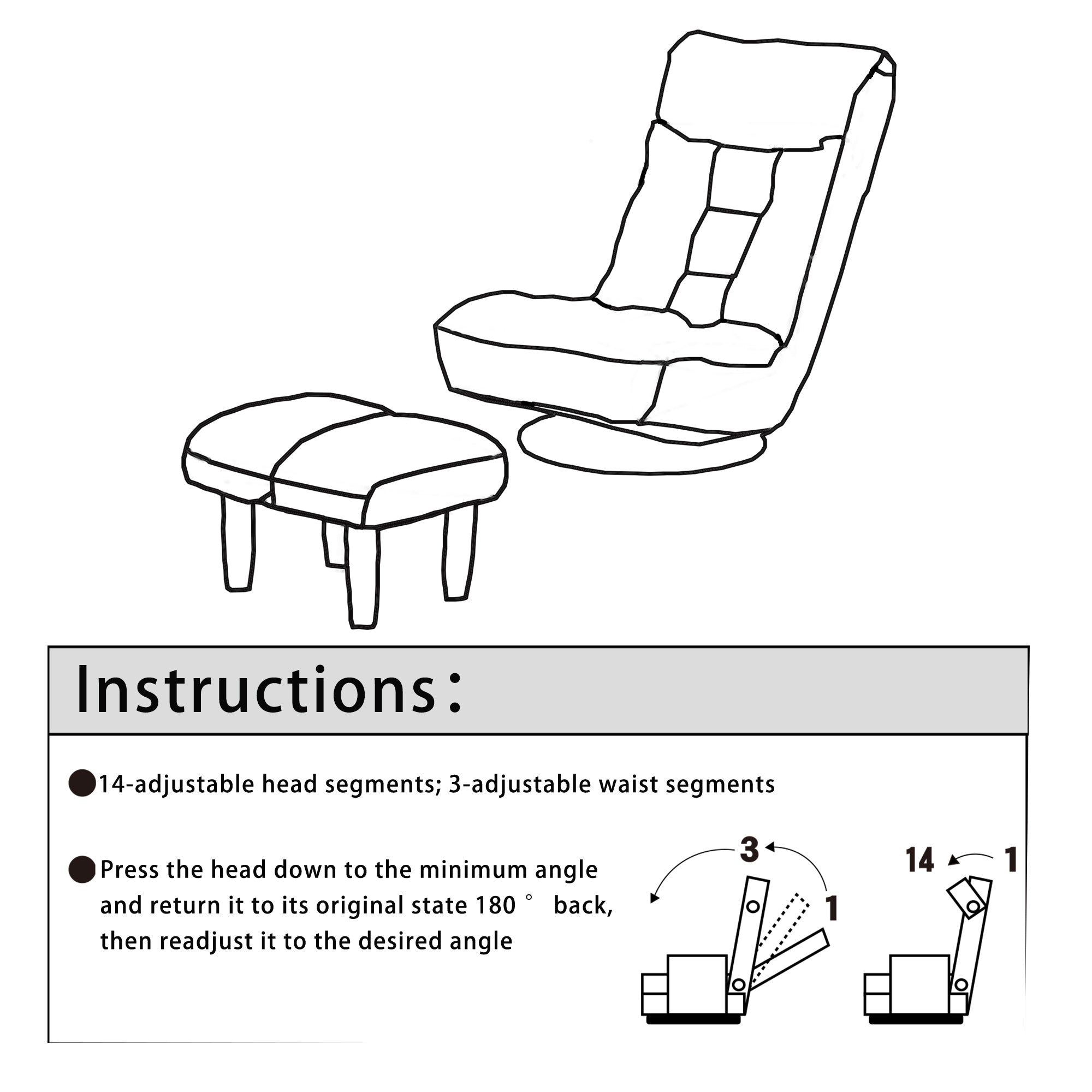Multi-position back adjustment on white cotton chair