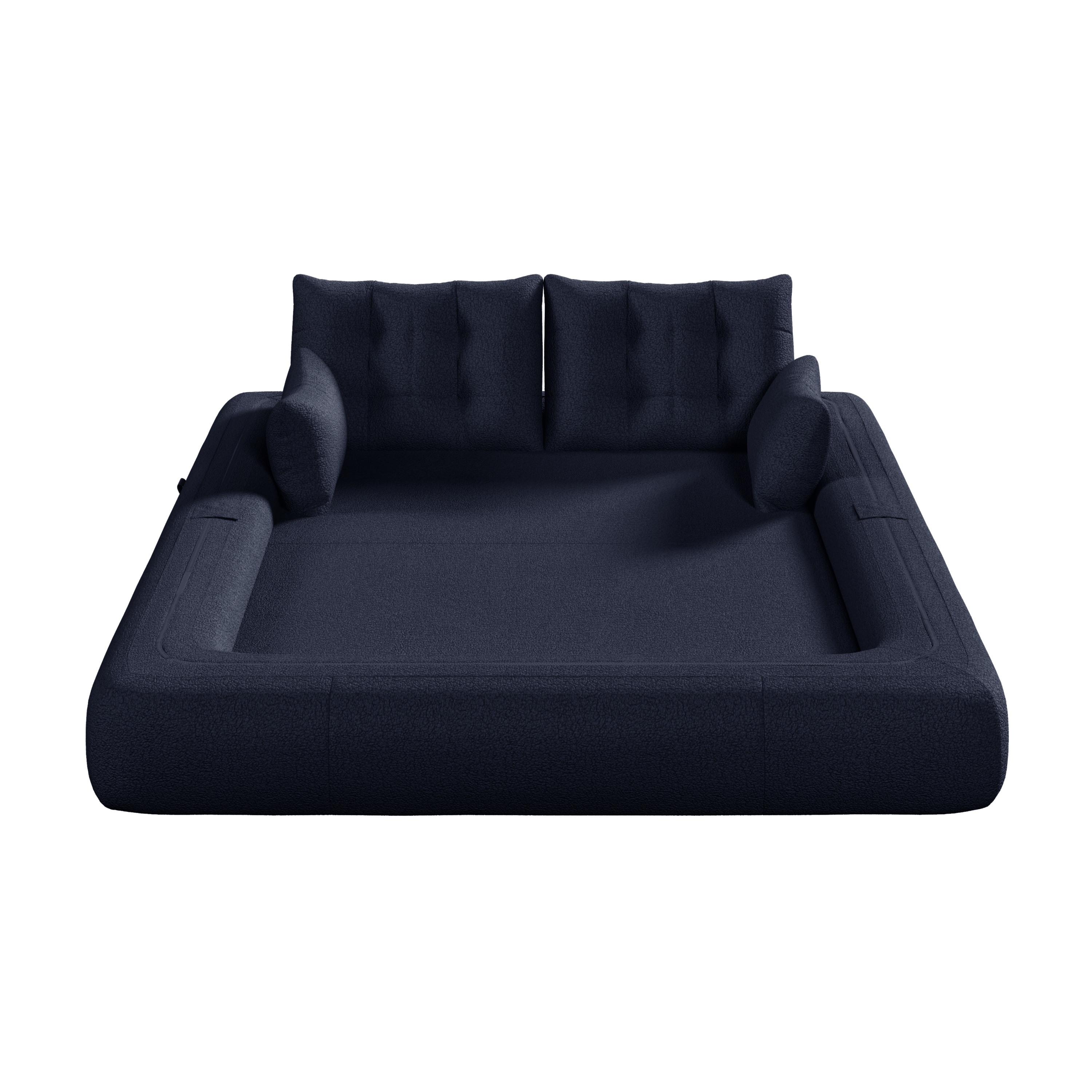Dark blue foldable sofa in playroom or guest room