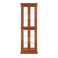 Walnut lighted 6-tier curio cabinet mirrored back — front view