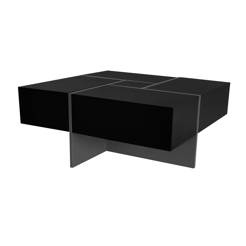 Modern coffee table UV gloss top reflective finish detail