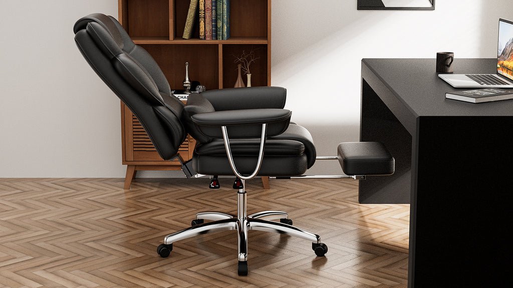 High-back ergonomic office chair side profile