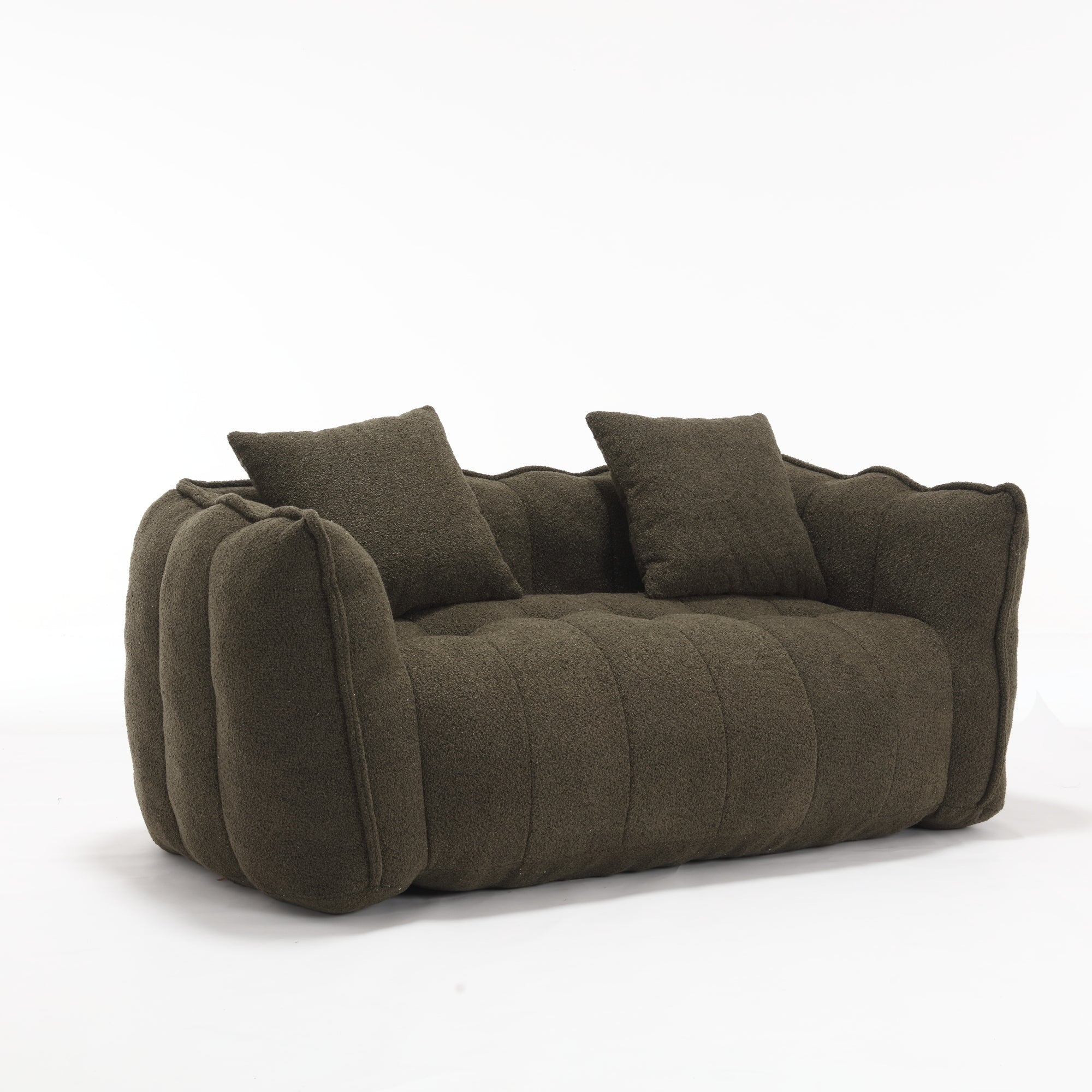 Olive green foam bean bag — lifestyle setting