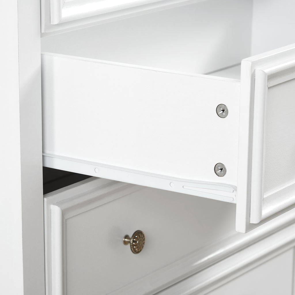 Modern chest of drawers wide slide top drawer detail